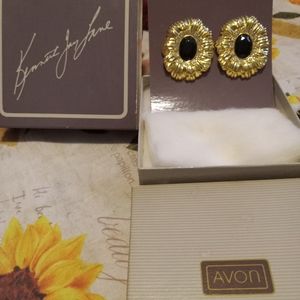 KJL 1991 Avon clip on  Gold toned earrings rare
